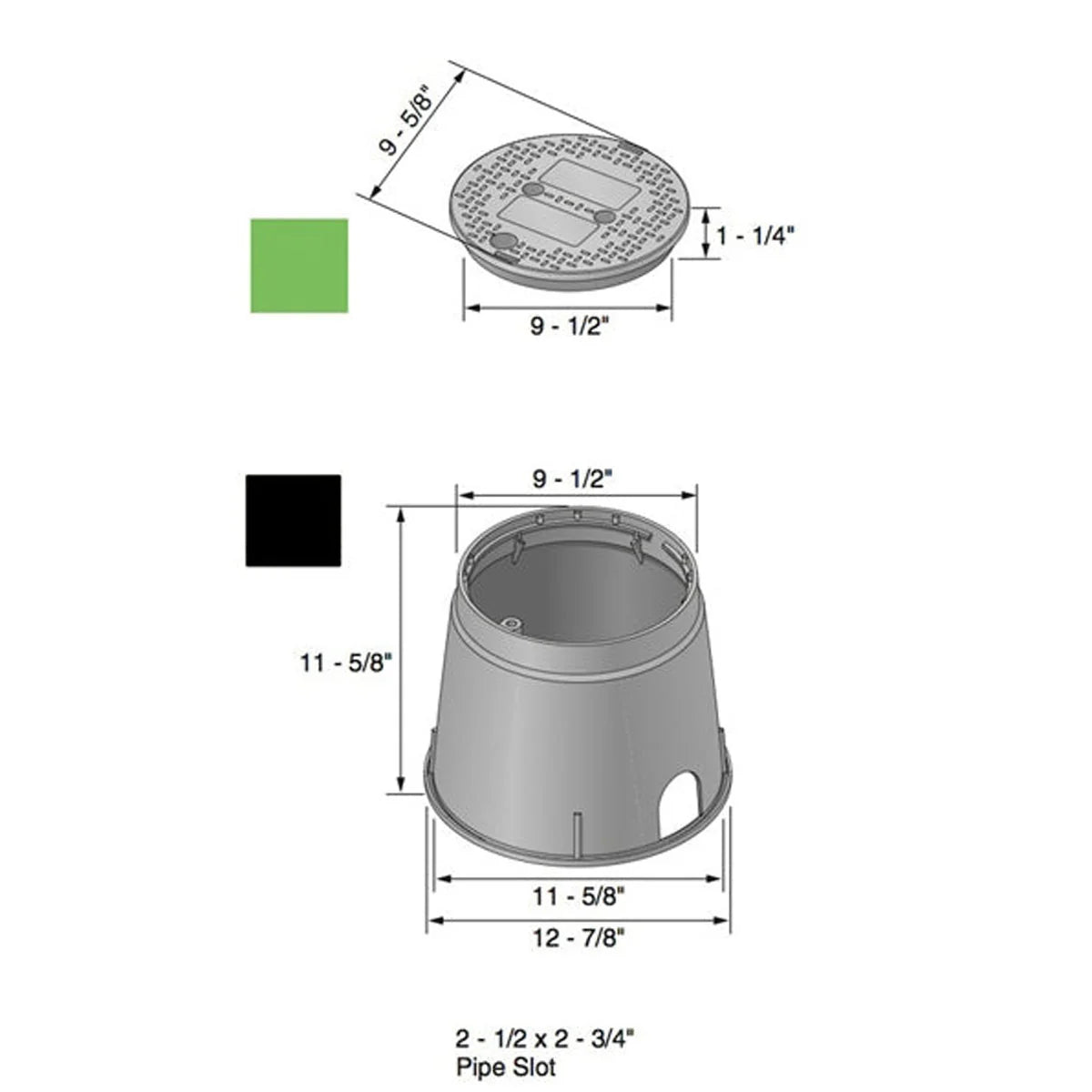 Registro para jardin tapa verde NDS 10"