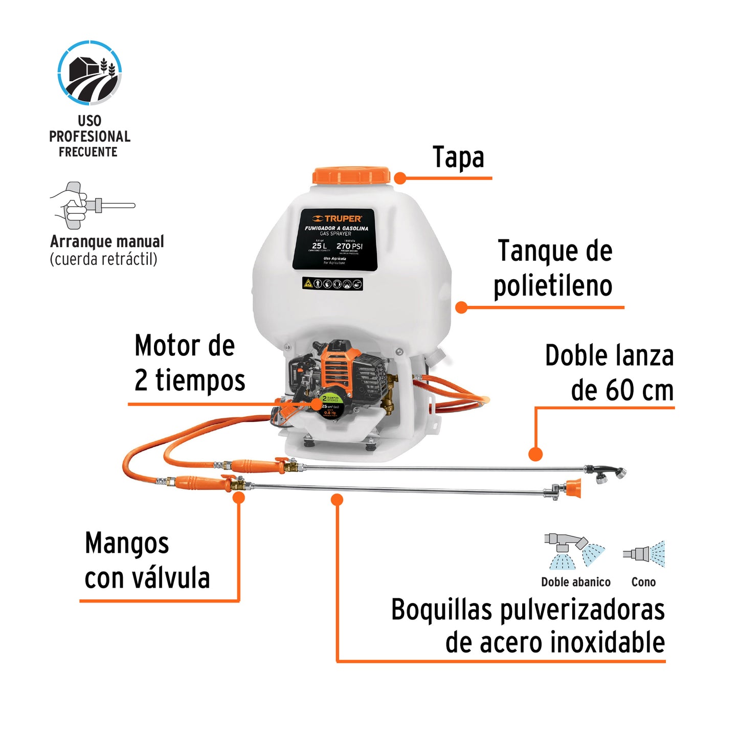Fumigadora a gasolina 2 tiempos 25lts TRUPER